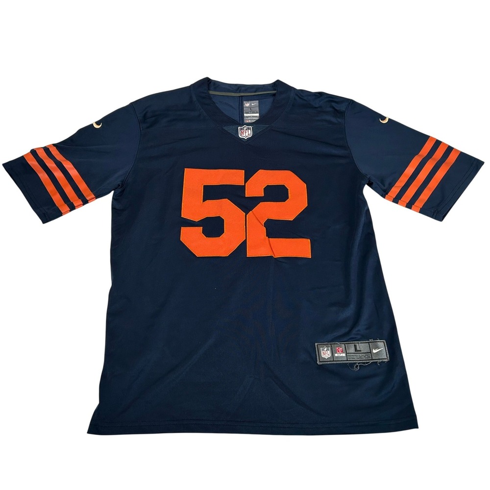 Nike Chicago Bears Khalil Mack 52 NFL Jersey Navy Blue Orange Mens Large